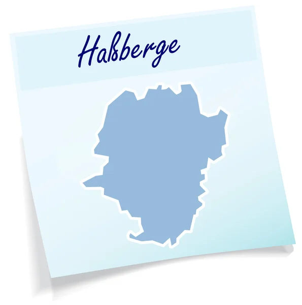 Map of Hassberge as sticky note — Stock Vector