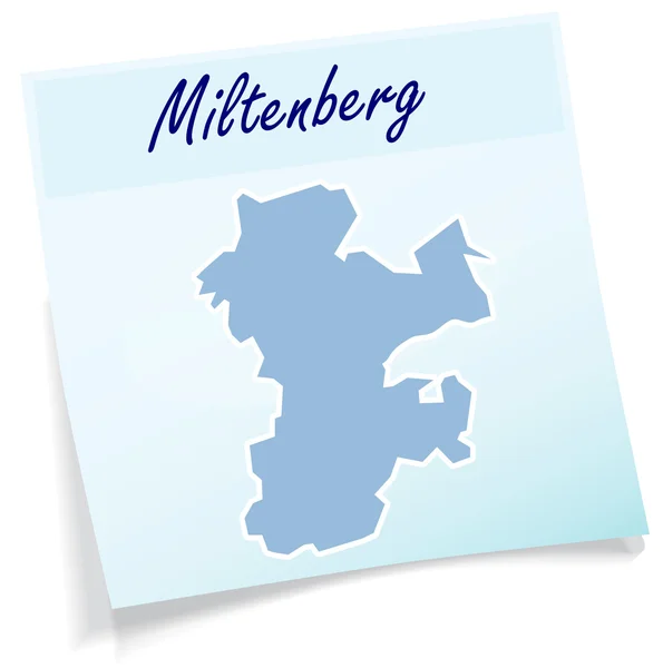 Mapa de Miltenberg como nota adhesiva — Vector de stock