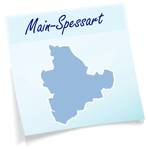 Mapa de Main-Spessart como nota adhesiva — Vector de stock