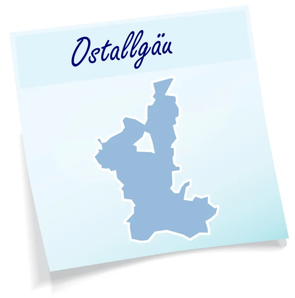 Map of Ostallgaeu as sticky note — Stock Vector