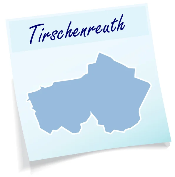 Mapa de Tirschenreuth como nota adhesiva — Vector de stock