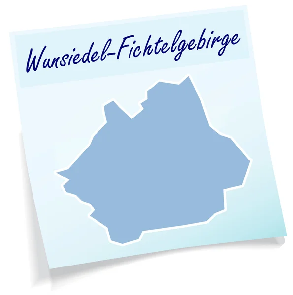 Map of Wunsiedel-im-Fichtelgebirge as sticky note — Stock Vector