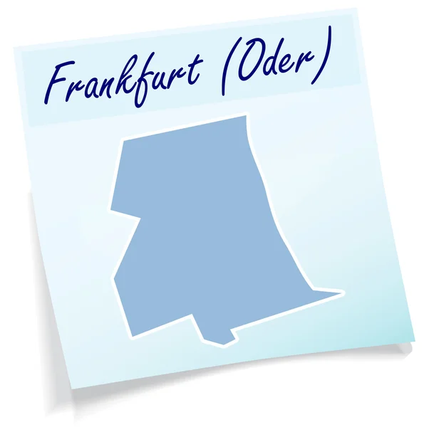 Mapa de Frankfurt-Oder como nota adhesiva — Vector de stock