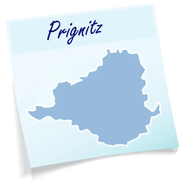 Mapa de Prignitz como nota adhesiva — Archivo Imágenes Vectoriales