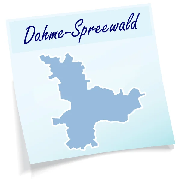 Mapa de Dahme-Spreewald como nota adhesiva — Vector de stock