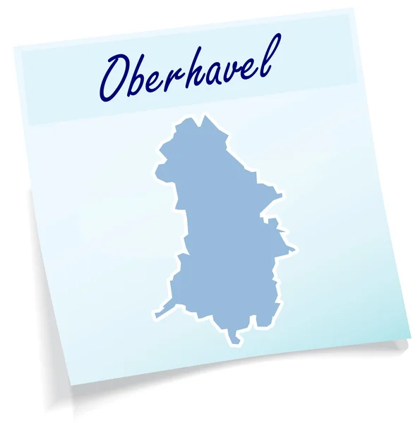 Map of Oberhavel as sticky note — Stock Vector