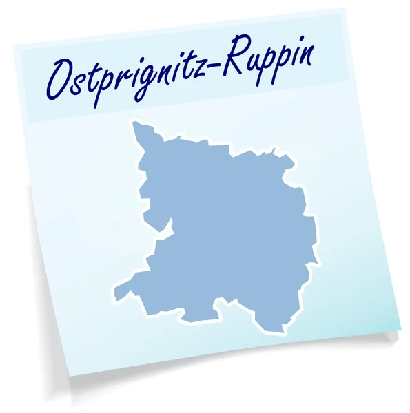 Mapa de Ostprignitz-Ruppin como nota adhesiva — Vector de stock