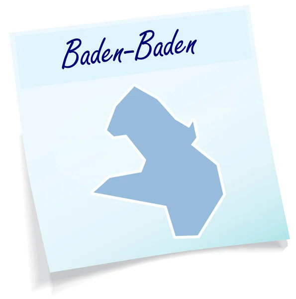 Mapa de Baden-Baden como nota adhesiva — Vector de stock