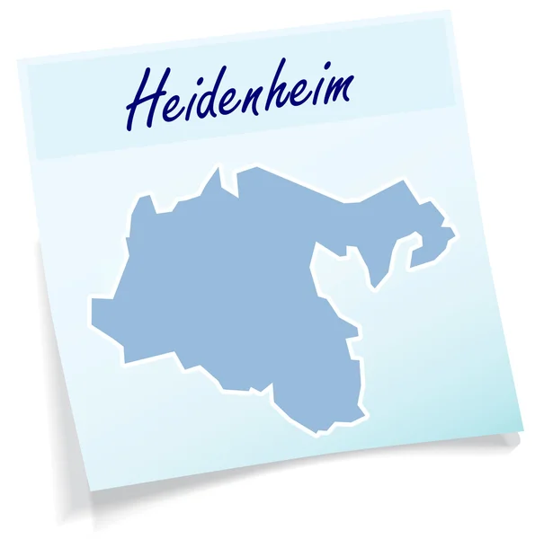 Karte von Heidenheim als Haftnotiz — Stockvektor