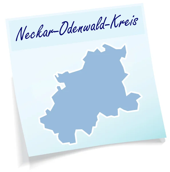 Mapa de Neckar-Odenwald-Kreis como nota adhesiva — Vector de stock