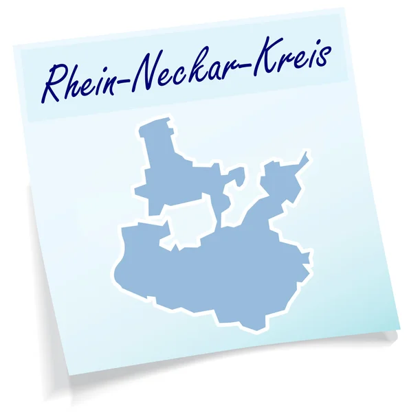 Map of Rhein-Neckar-Kreis as sticky note — Stock Vector