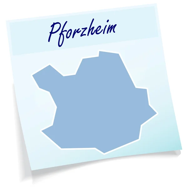 Map of Pforzheim as sticky note — Stock Vector