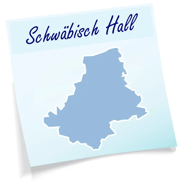 Schwäbisch-Hall-Karte als Haftnotiz — Stockvektor