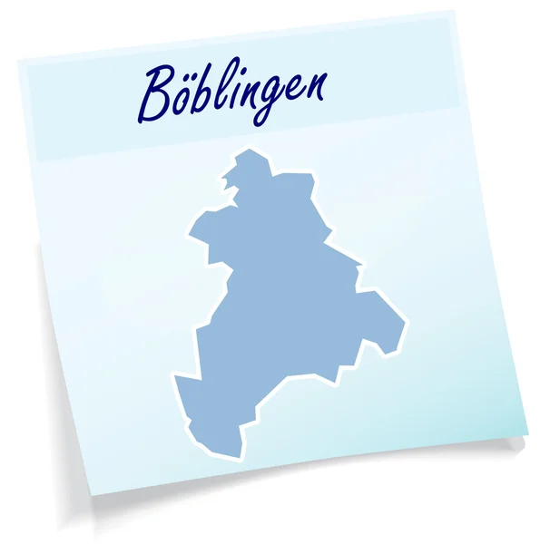 Mapa de Boeblingen como nota adhesiva — Vector de stock