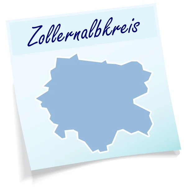 Map of Zollernalbkreis as sticky note — Stock Vector