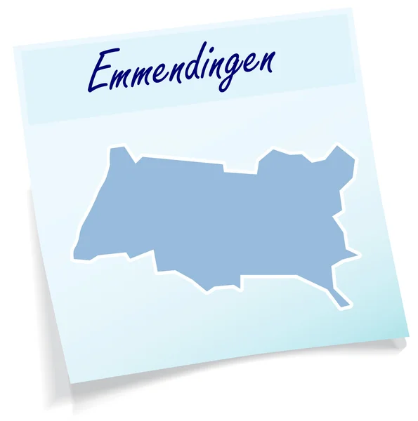 Mapa de Emmendingen como nota adhesiva — Vector de stock