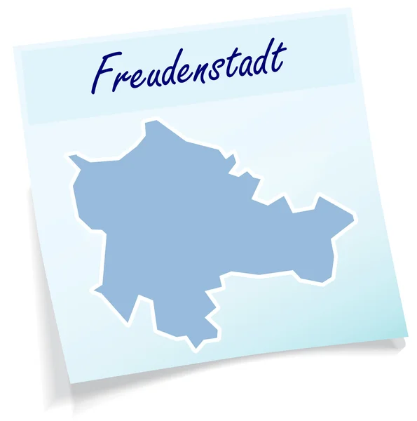 Mapa de Freudenstadt como nota adhesiva — Vector de stock
