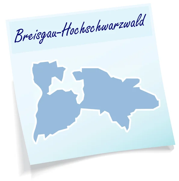 Mapa de Breisgau-Hochschwarzwald como nota adhesiva — Vector de stock