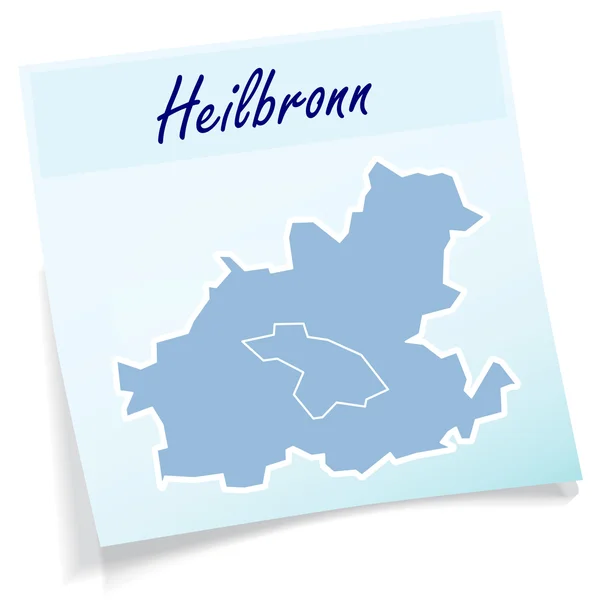 Mapa de Heilbronn como nota adhesiva — Vector de stock