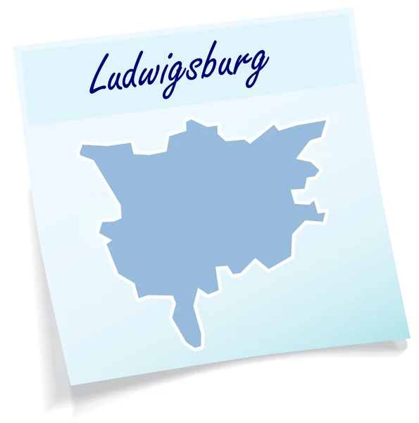 Map of Ludwigsburg as sticky note — Stock Vector