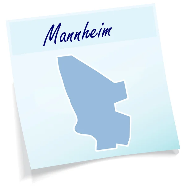 Karte von Mannheim als Haftnotiz — Stockvektor