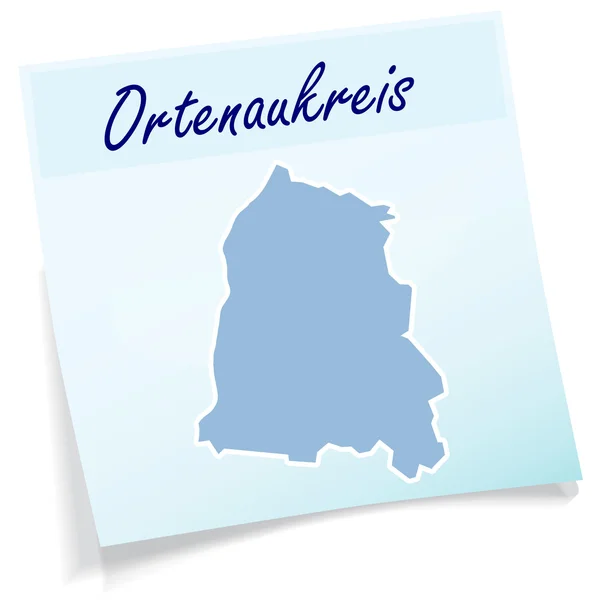Map of Ortenaukreis as sticky note — Stock Vector