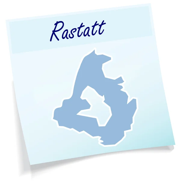 O mapa de Rastatt como nota pegajosa — Vetor de Stock