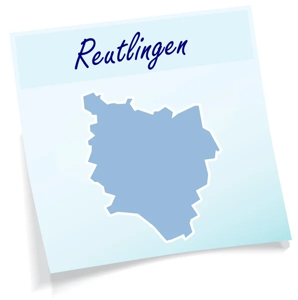 Mapa de Reutlingen como nota adhesiva — Vector de stock