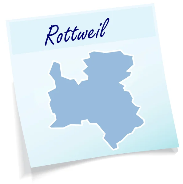 Karte von Rottweil als Haftnotiz — Stockvektor