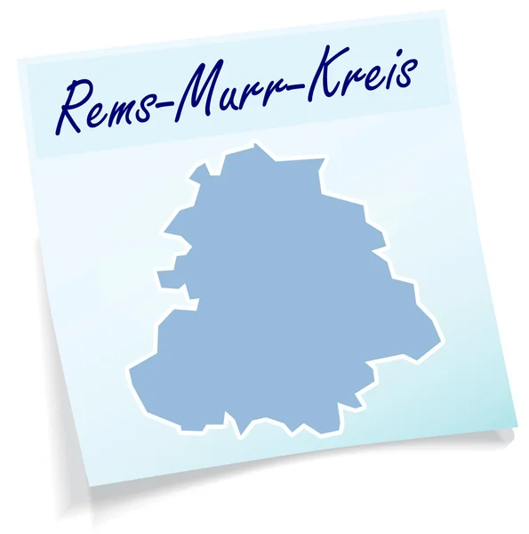 Karte des Rems- Murr-Kreises als Haftnotiz — Stockvektor