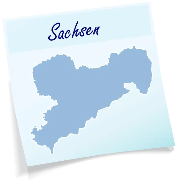 Map of Saxony as sticky note — Stock Vector