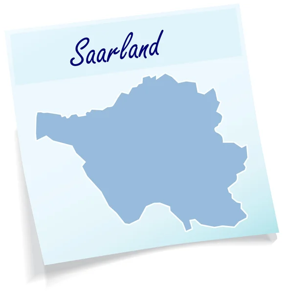 Mapa de Sarre como nota adhesiva — Archivo Imágenes Vectoriales