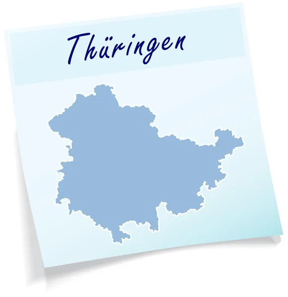 Karte von Thüringen als Haftnotiz — Stockvektor