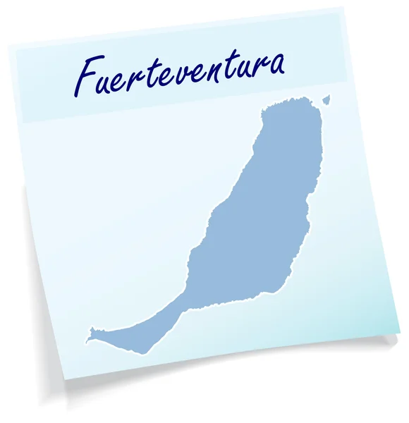 Mapa de fuerteventura como nota adhesiva — Vector de stock