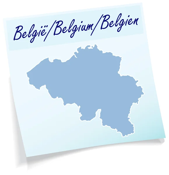 Map of Belgium as sticky note — Stock Vector