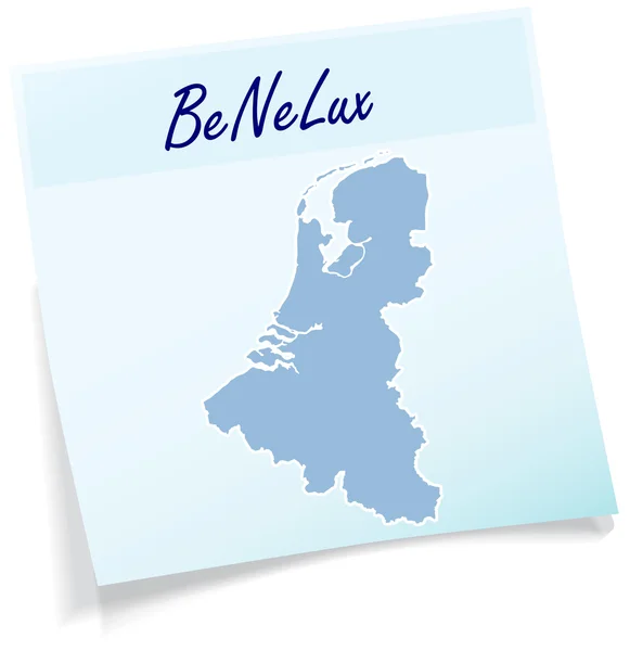 Map of Benelux as sticky note — Stock Vector