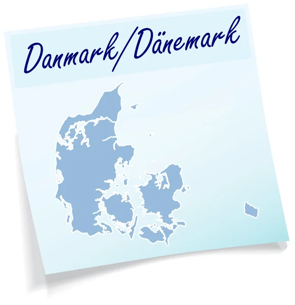 Map of Denmark as sticky note — Stock Vector