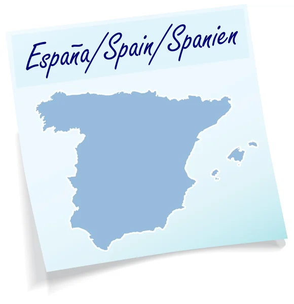 Mapa de España como nota adhesiva — Vector de stock