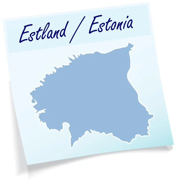 Map of Estonia as sticky note — Stock Vector