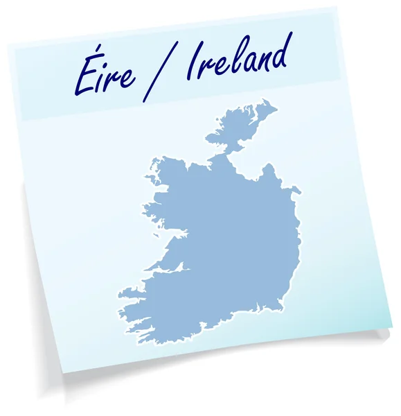 Carte de L'Irlande comme note collante — Image vectorielle