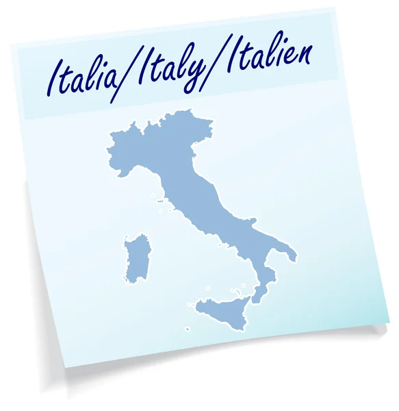 Map of Italy as sticky note — Stock Vector