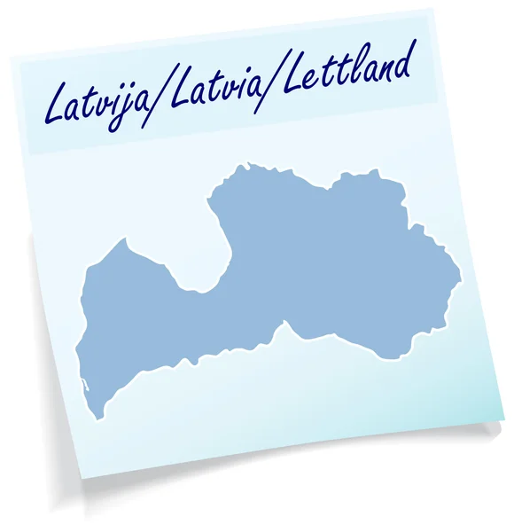 Map of Latvia as sticky note — Stock Vector