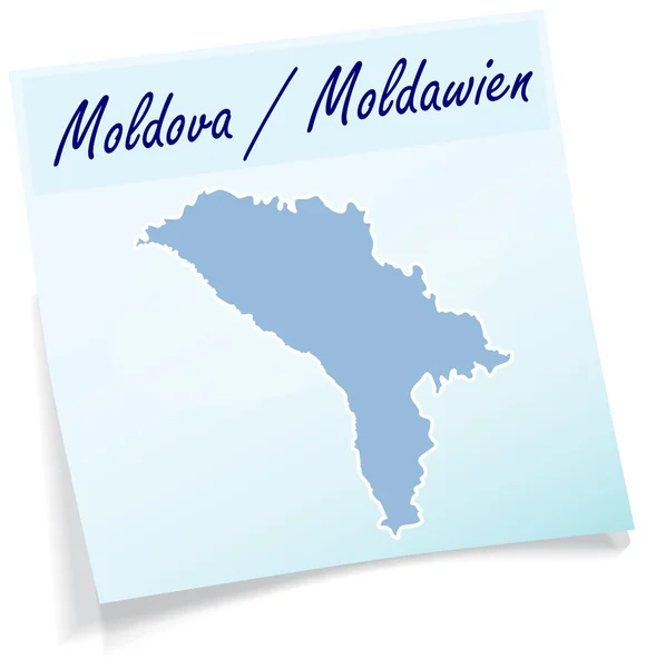 O mapa de moldávia como nota pegajosa —  Vetores de Stock