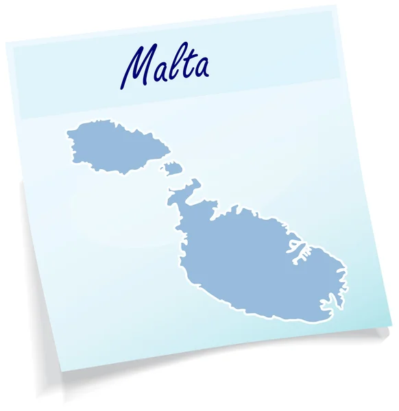 Mapa de Malta como nota adhesiva — Vector de stock