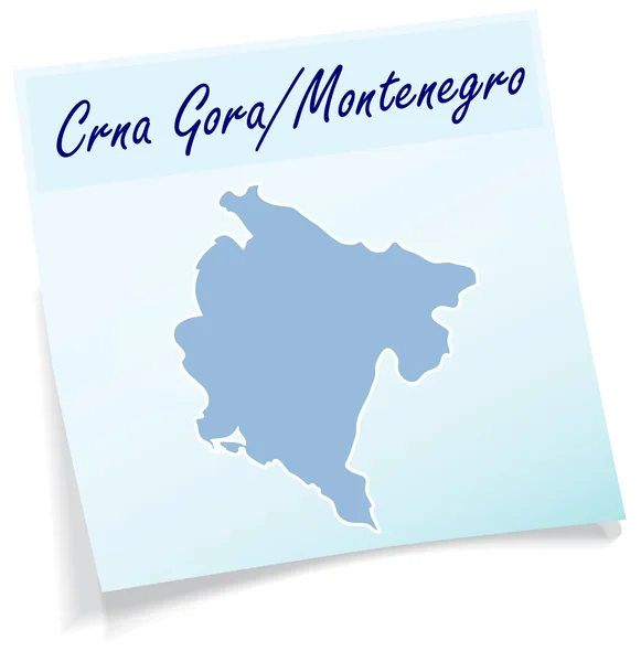 Map of Montenegro as sticky note — Stock Vector