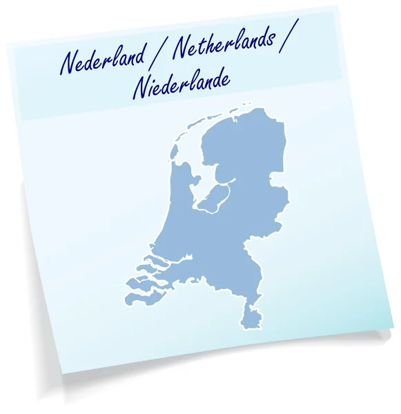 Map of Netherlands as sticky note — Stock Vector