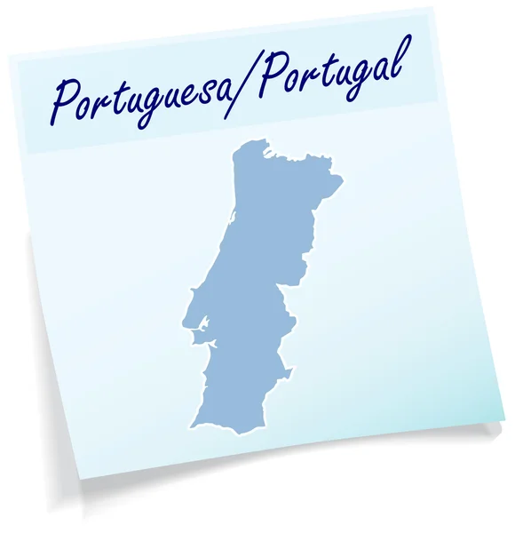 Kaart van portugal als notitie — Stockvector