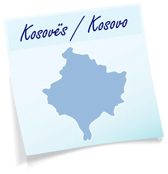 Mappa del Kosovo come nota adesiva — Vettoriale Stock