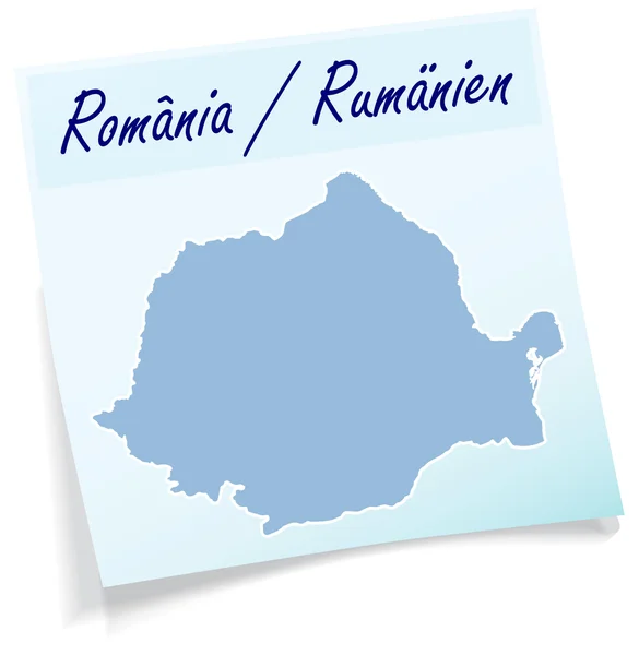 Mappa della Romania come nota adesiva — Vettoriale Stock