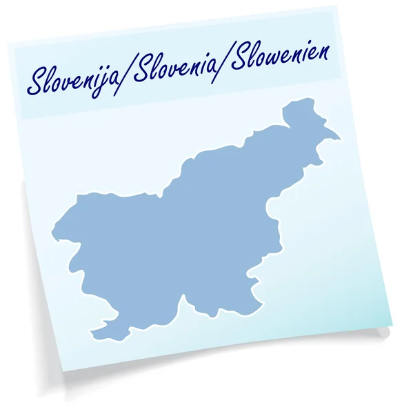 Carte de La Slovénie comme note collante — Image vectorielle